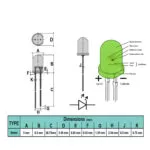 LED سبز 5mm مات پایه بلند (بسته 20 عددی)