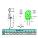 LED سبز 3mm مات پایه بلند