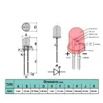 LED قرمز 3mm مات پایه بلند (بسته 20 عددی)
