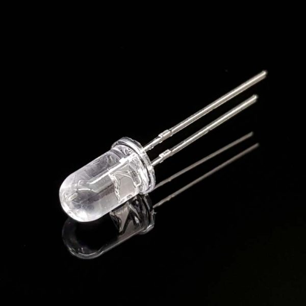 LED آبی 5mm شیشه ای پایه کوتاه (بسته 20 عددی)