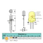 LED زرد 5mm مات پایه بلند (بسته 20 عددی)