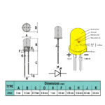 LED زرد 3mm مات پایه بلند