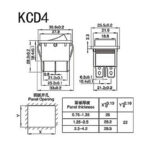 کلید راکر دوحالته بزرگ چراغدار KCD4 25x21x18mm