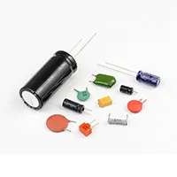 Various kinds of capacitors on white background