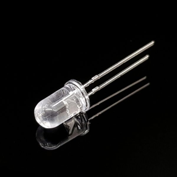 LED سفید 5mm شیشه ای پایه کوتاه