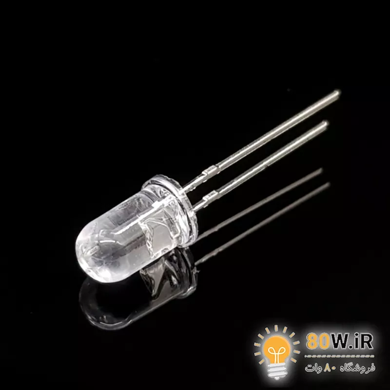 LED سفید 5mm شیشه ای پایه کوتاه