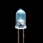 LED سفید 5mm شیشه ای پایه کوتاه