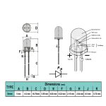LED سفید 5mm شیشه ای پایه کوتاه
