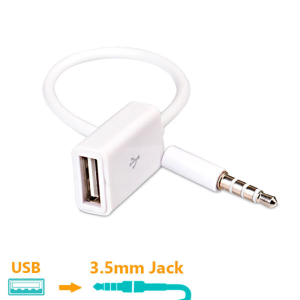 کابل تبدیل USB به جک 3.5 میلیمتری صدا (شارژ گوشی)