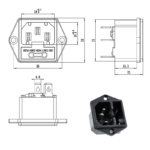 سوکت پاور Power AC مادگی فیوزدار جاپیچدار