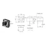 تک سوئیچ 6x6x4.3 2PIN (بسته 20 عددی)