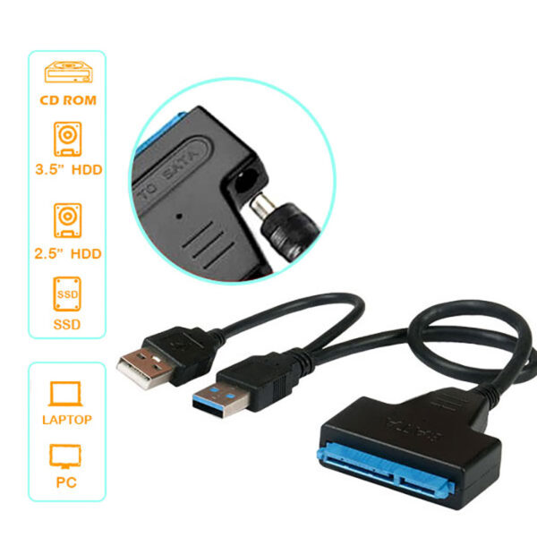 تبدیل USB 3.0 به SATA با ورودی آداپتور