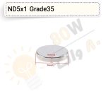 آهنربا گرد (استوانه – دیسک) نیودیمیوم 1×5 ND گرید 35
