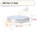 آهنربا گرد (استوانه - دیسک) نیودیمیوم 10x1.5 ND زینک