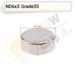 آهنربا گرد (استوانه - دیسک) نئودیمیوم 6x3 ND گرید 35