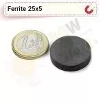 آهنربا گرد فریت سکه ای (مگنت سرامیکی) 25x5 FR