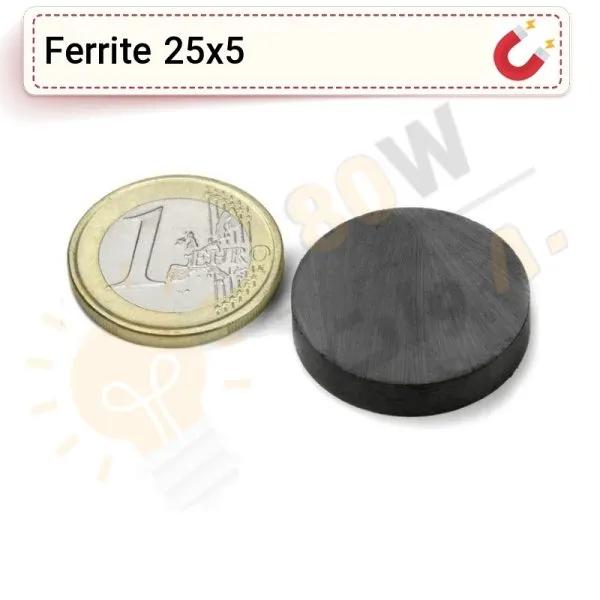 آهنربا گرد فریت سکه ای (مگنت سرامیکی) 25x5 FR