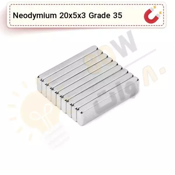 آهنربا بلوک نیودیمیوم 20x5x3 ND گرید 35