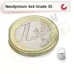 آهنربا گرد (استوانه - دیسک) نیودیمیوم 4x4 ND گرید 35