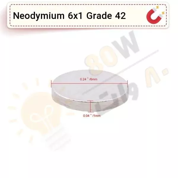 آهنربا گرد (استوانه - دیسک) نیودیمیوم 6x1 ND گرید 42