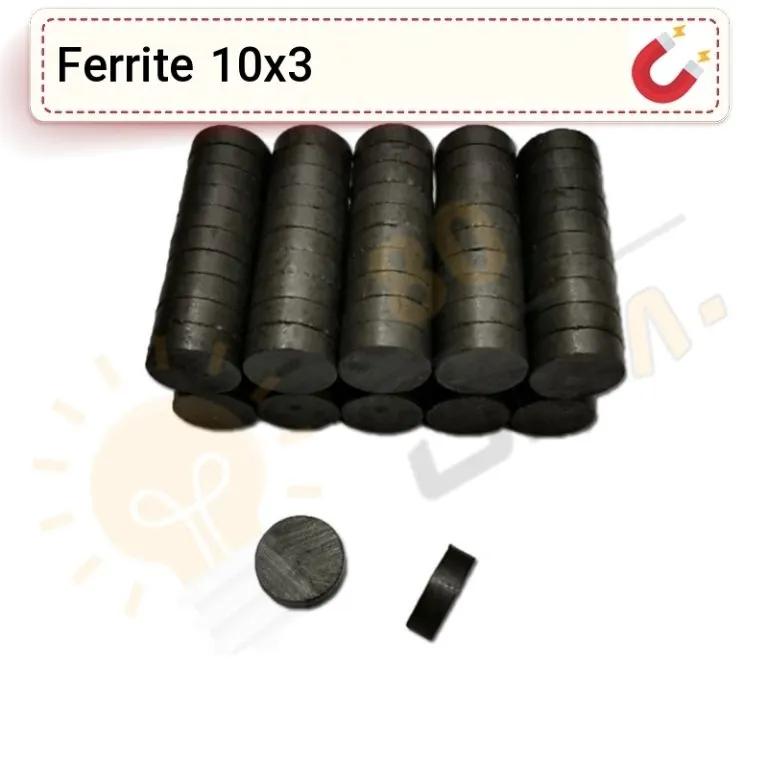 آهنربا گرد فریت سکه ای (مگنت سرامیکی) 10x3 FR